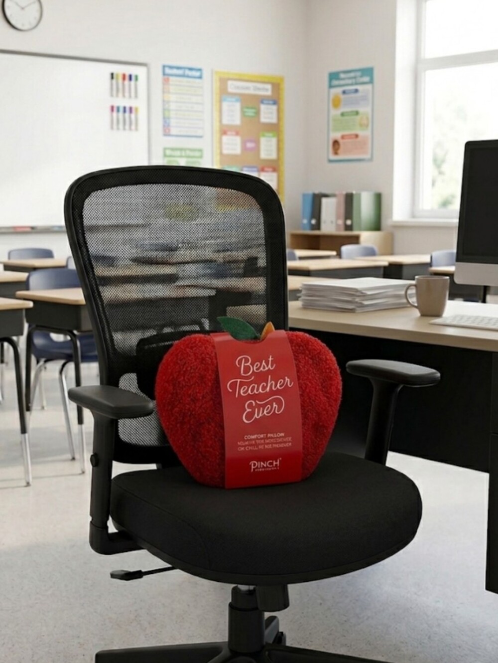 ​🍎 NWT Pinch Provisions "Best Teacher Ever" Apple Comfort Pillow 🍎